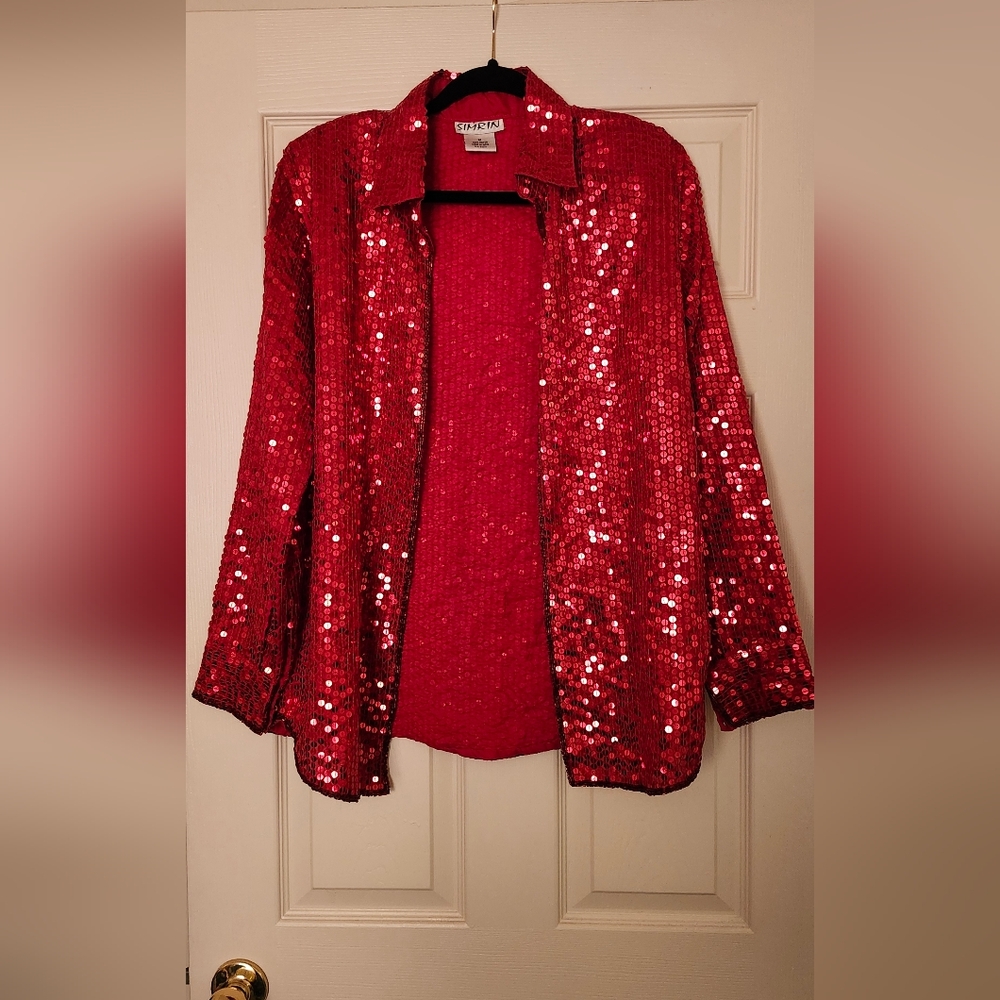 Red Sequin Blouse
